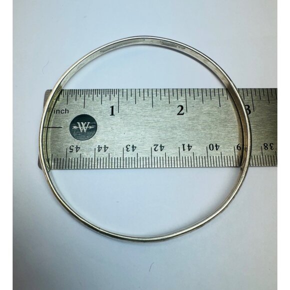 Vintage Estate Sterling Silver Bangle Bracelet 3.98mm Stackable, 15.3 Grams - Picture 5 of 8